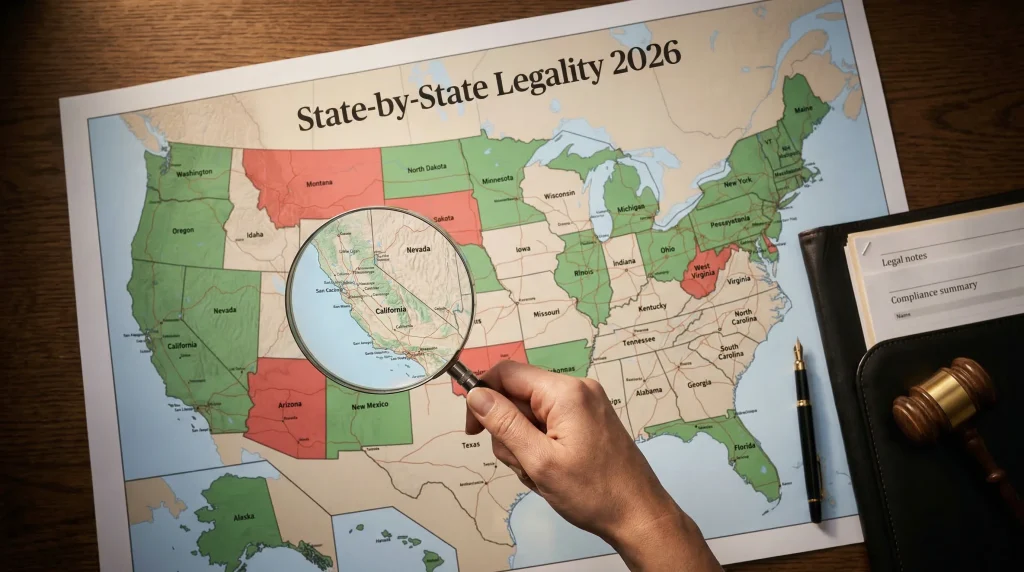 Are sweepstakes casinos legal: US map with state-by-state legality highlights