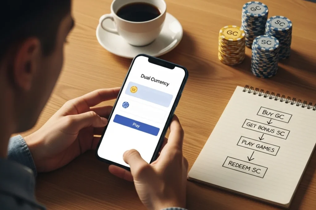 How sweepstakes casinos work: player exploring the dual-currency model